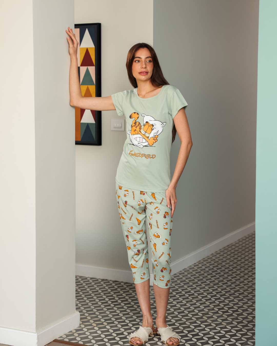 بيجاما حريمي نص كم و بنطلون جارفيلد