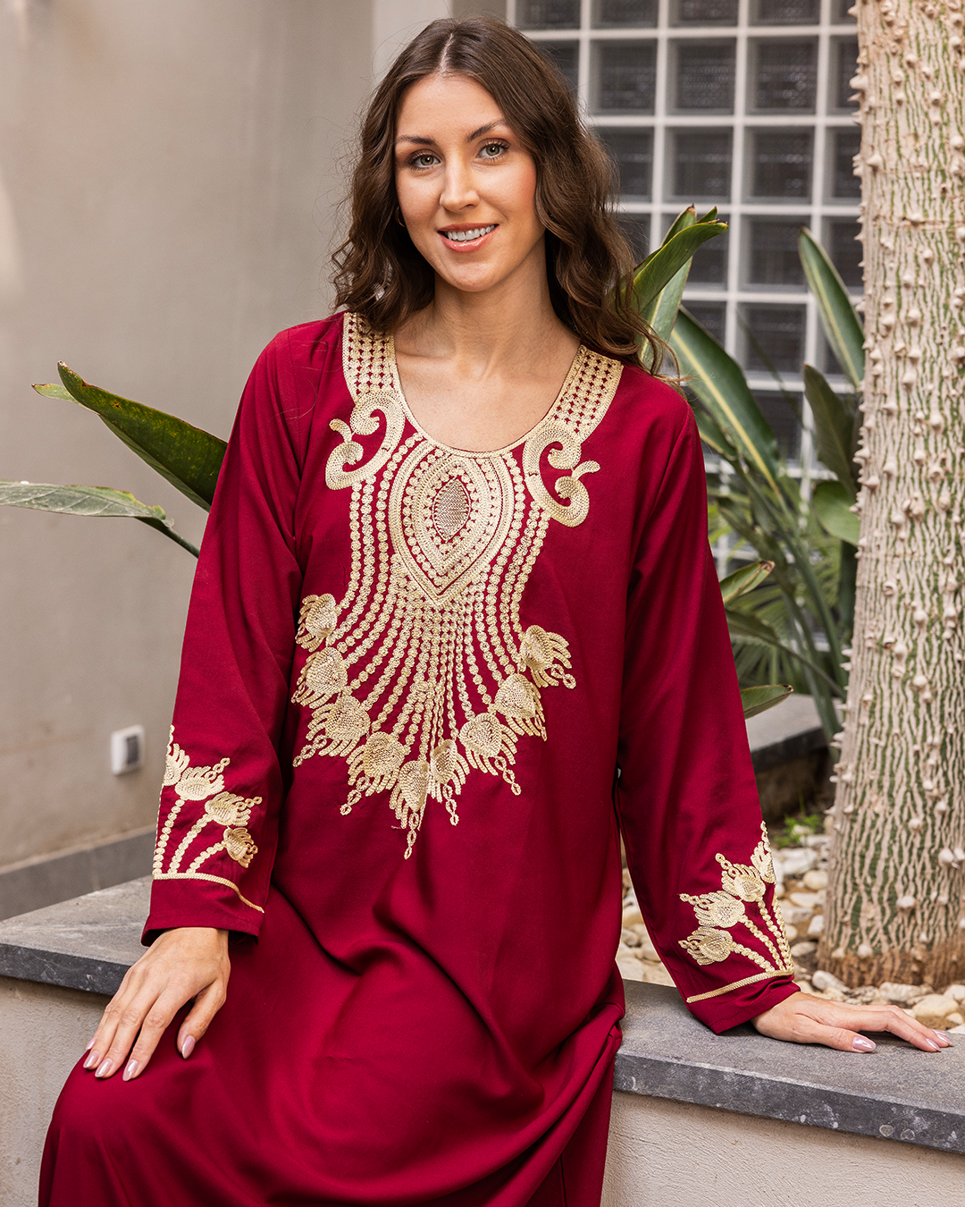 3  قميص داكرون سادة مطرز بكم