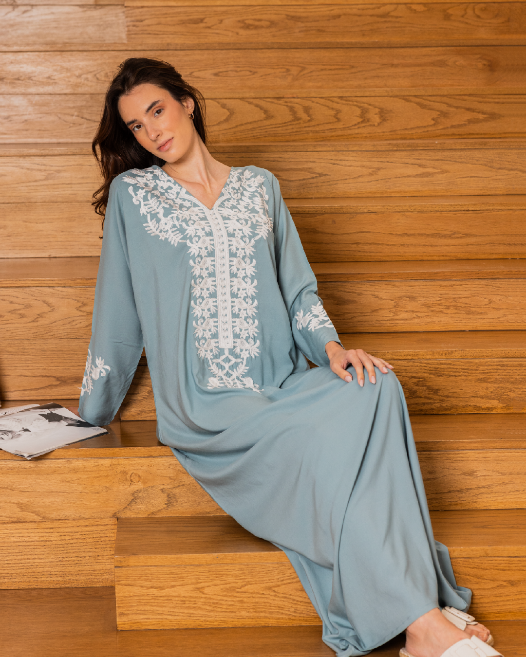 قميص داكرون سادة بكم مطرز 5