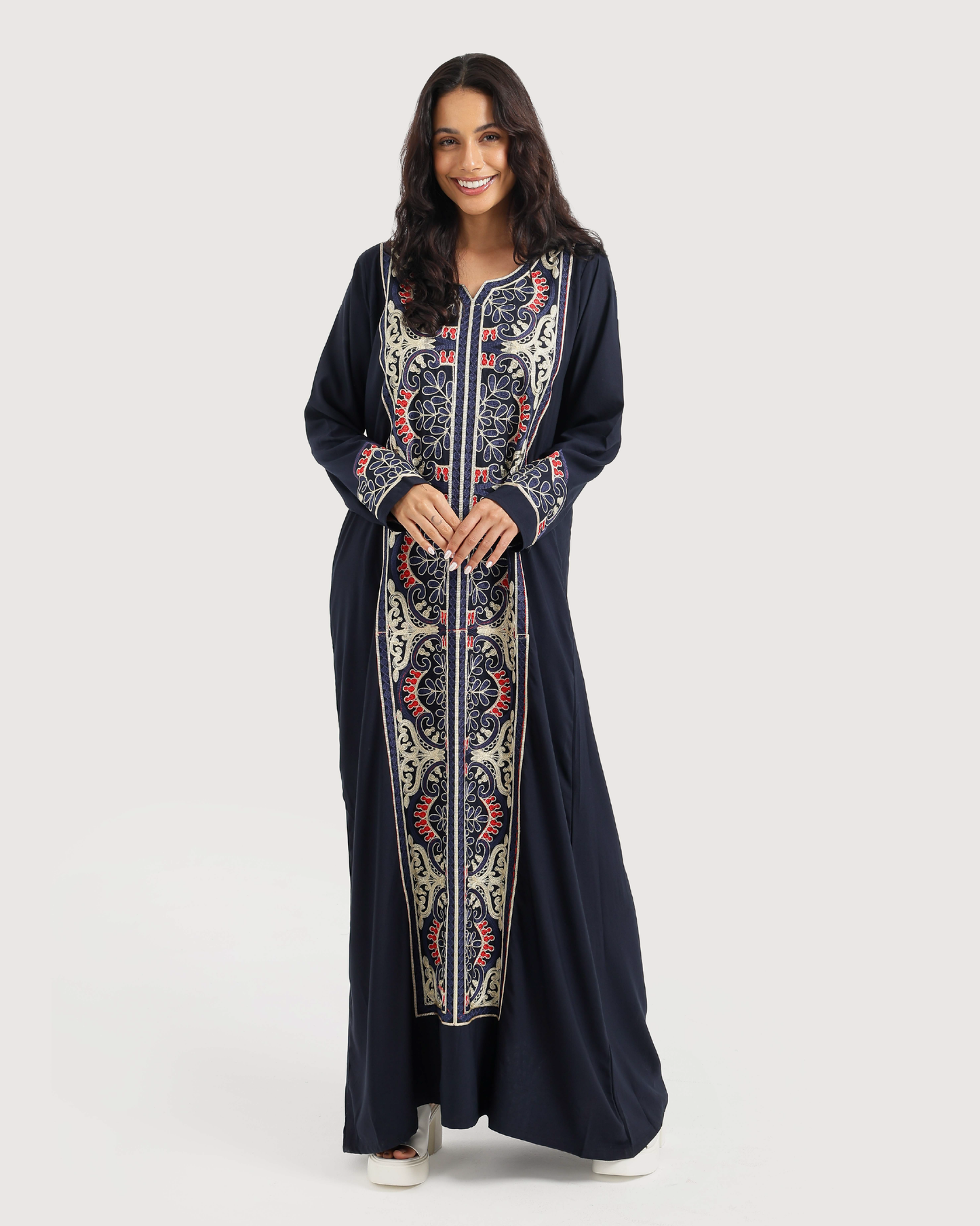 قميص داكرون سادة بكم مطرز طويل 8