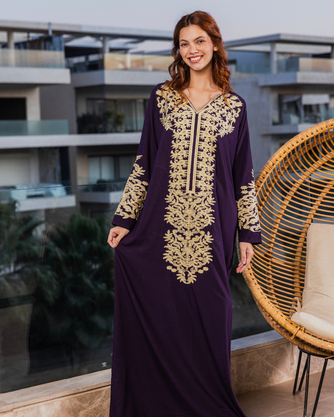 قميص داكرون سادة بكم مطرز طويل 9