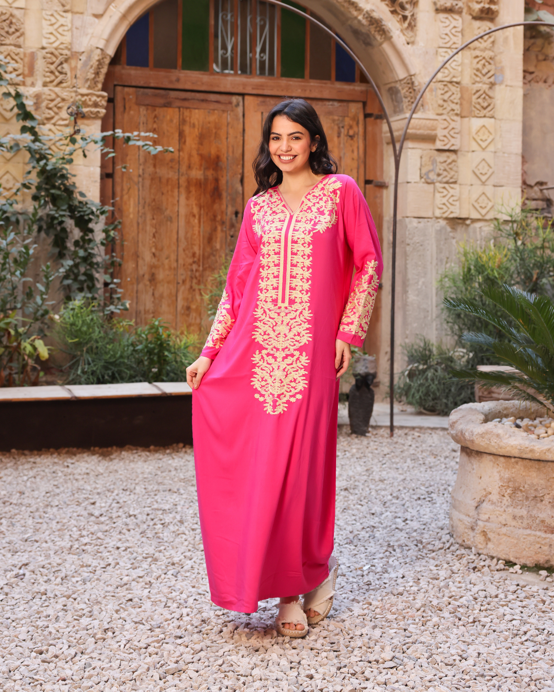 قميص داكرون سادة بكم مطرز طويل 9