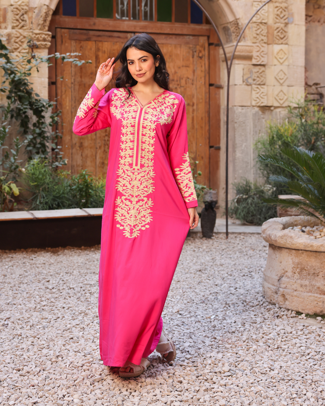 قميص داكرون سادة بكم مطرز طويل 9