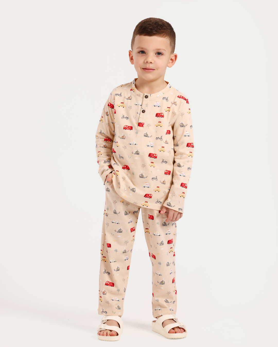 بيجاما أولادي بزراير مغامرات السيارات