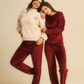 Women pajama set in burgundy stars