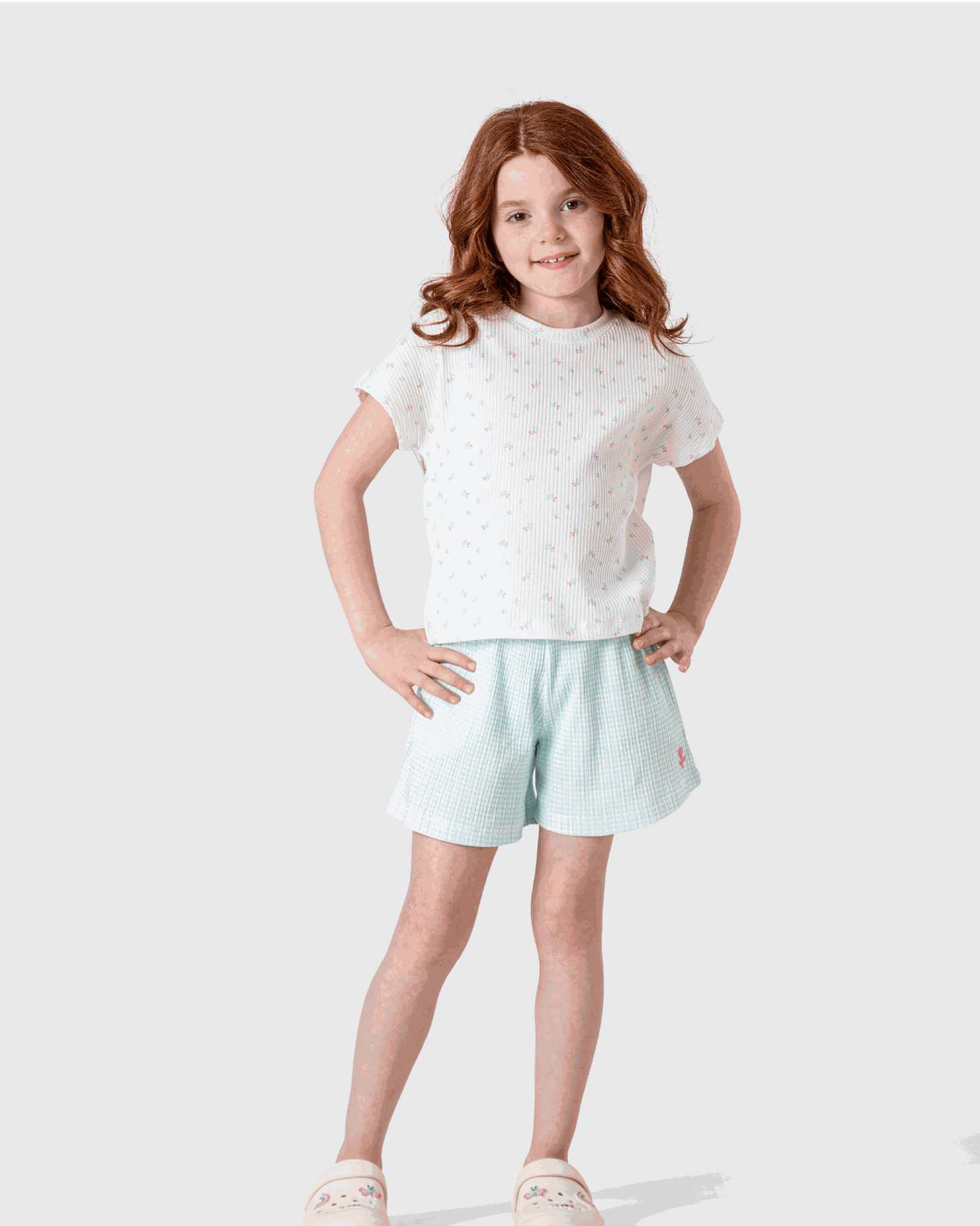 Cute girls' pajamas with a cheerful floral print