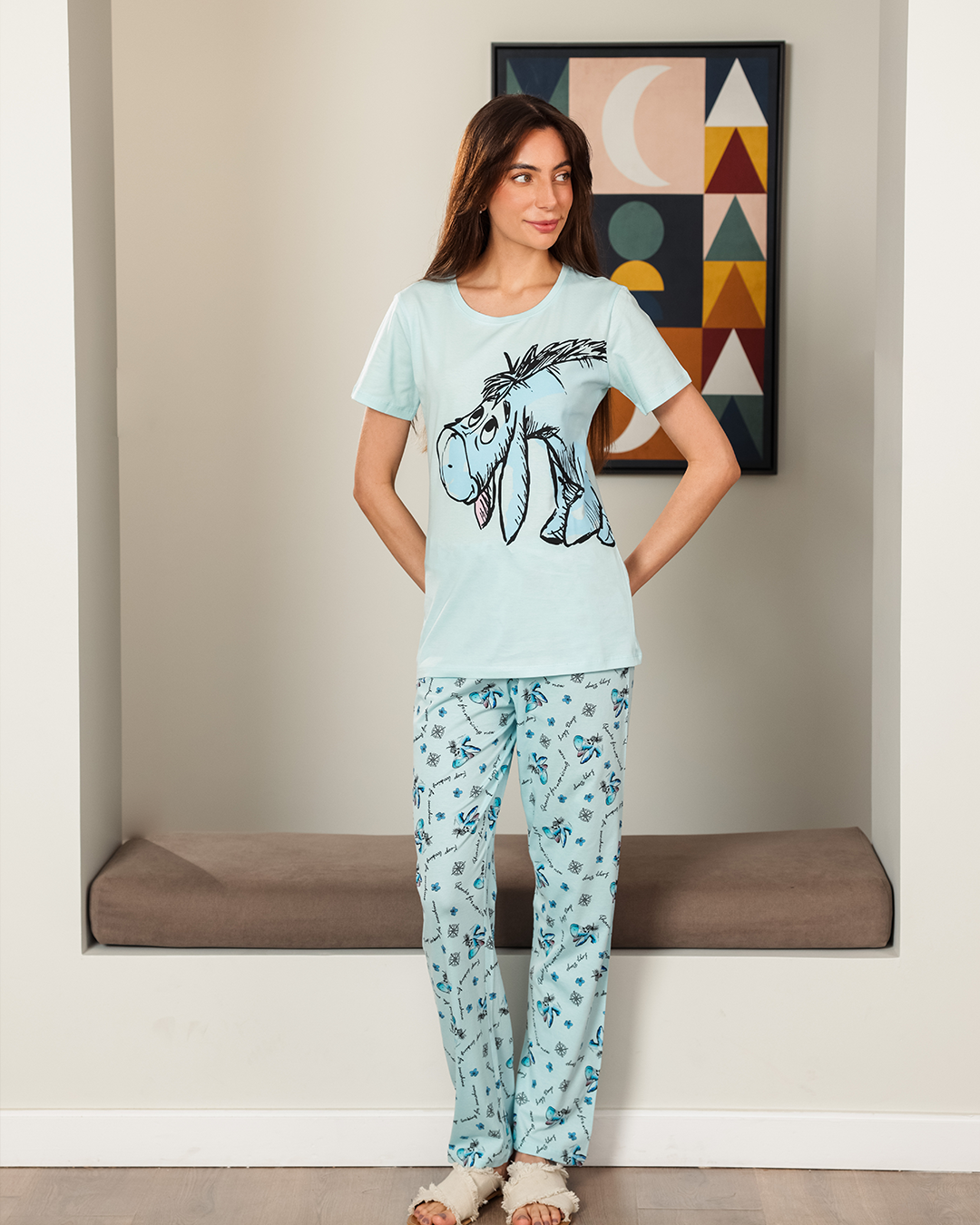 Women's pajamas, text, how much and eloe trousers