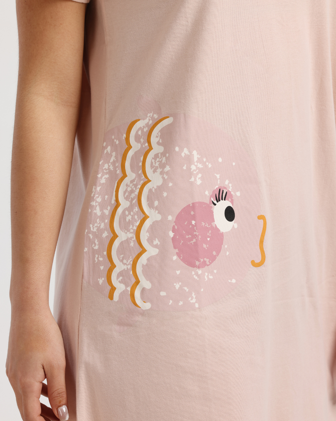 قميص نوم حريمي سمكة كيوت لون نود غامق