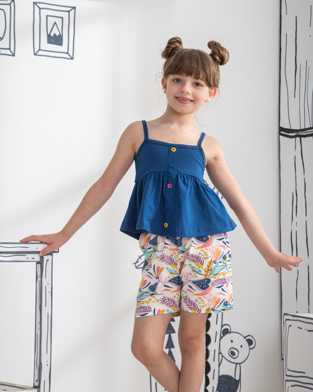 Tropical Summer بيجاما اطفالي بناتي توب حمالة *شورت