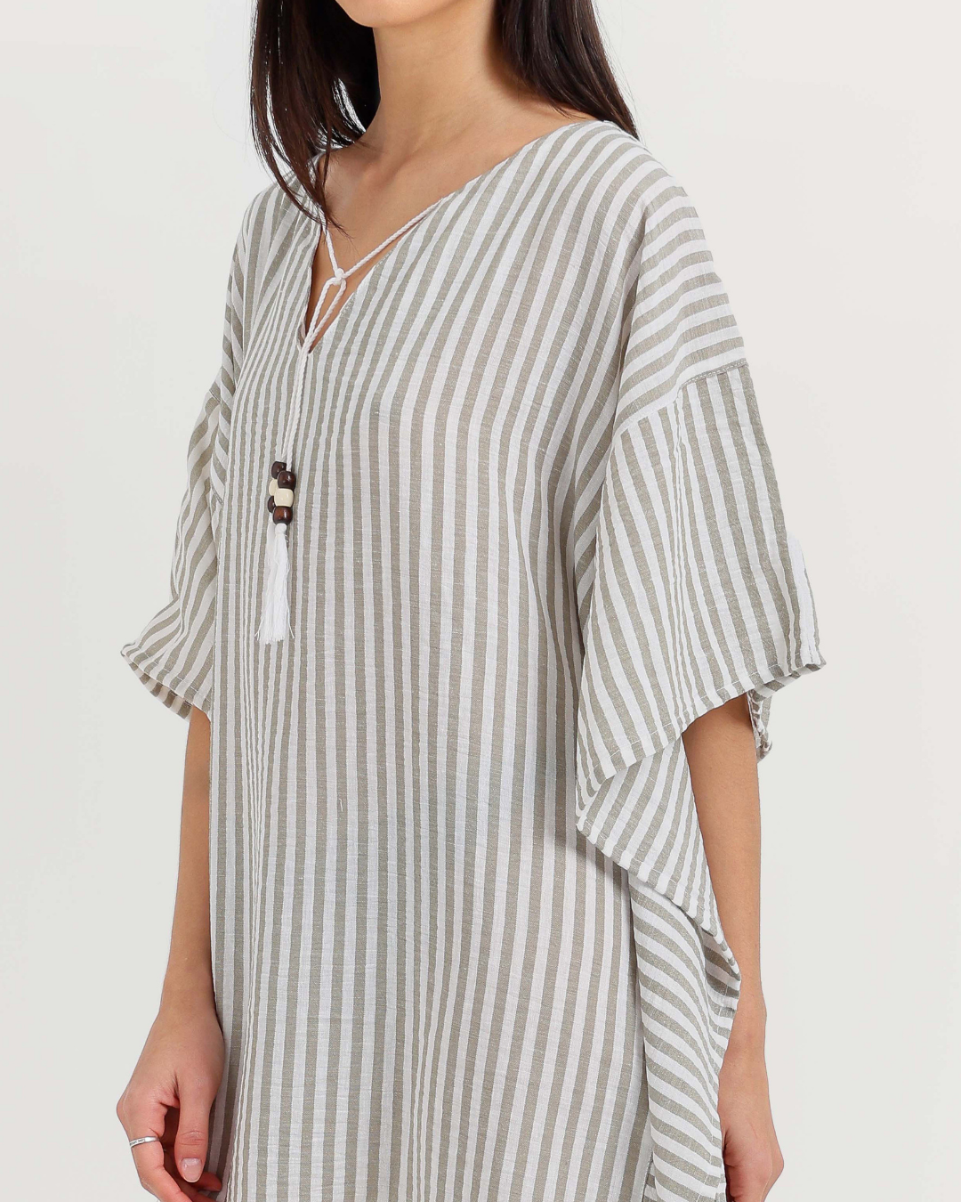 Women's Short Striped Dress with Short Sleeves