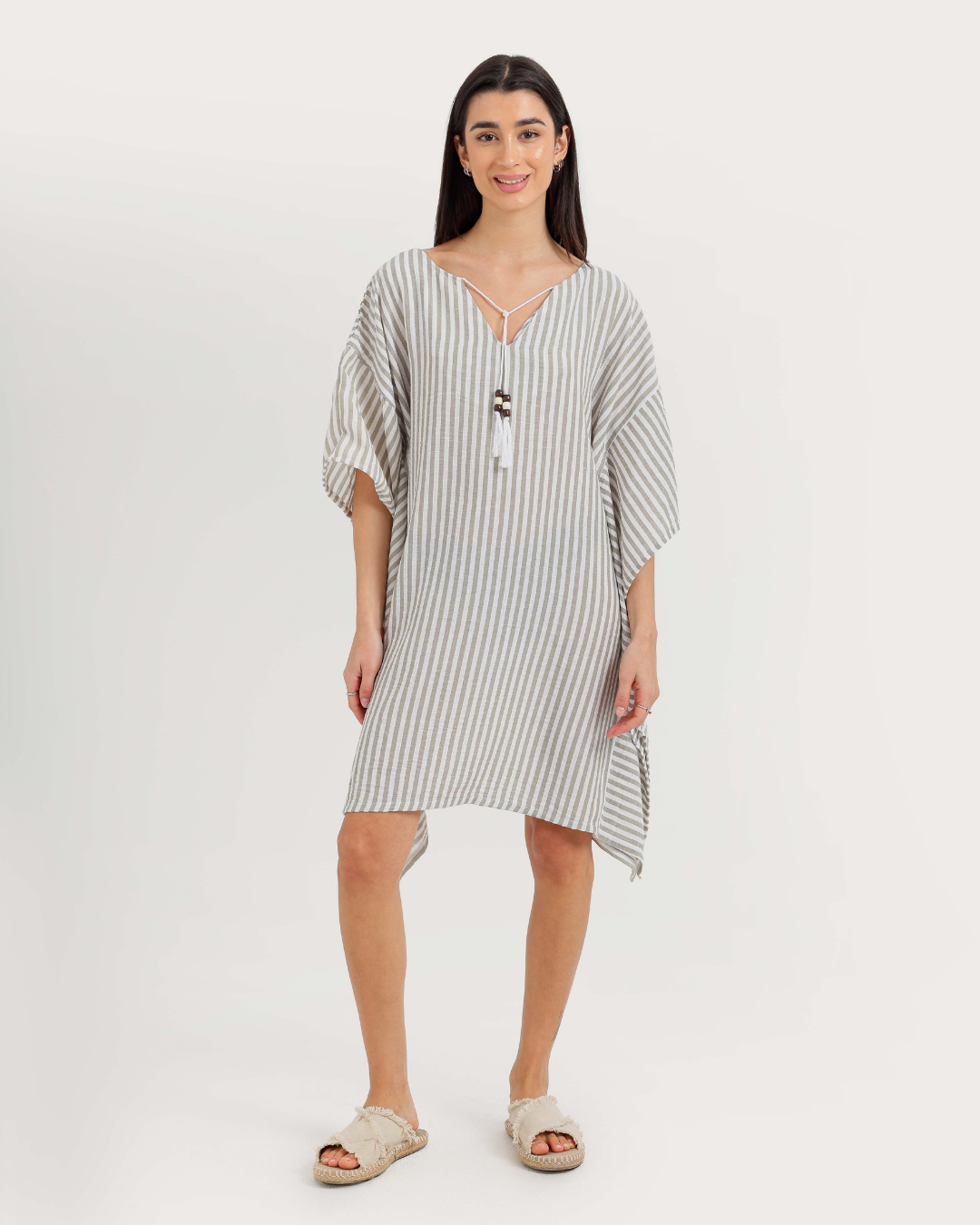 Women's Short Striped Dress with Short Sleeves