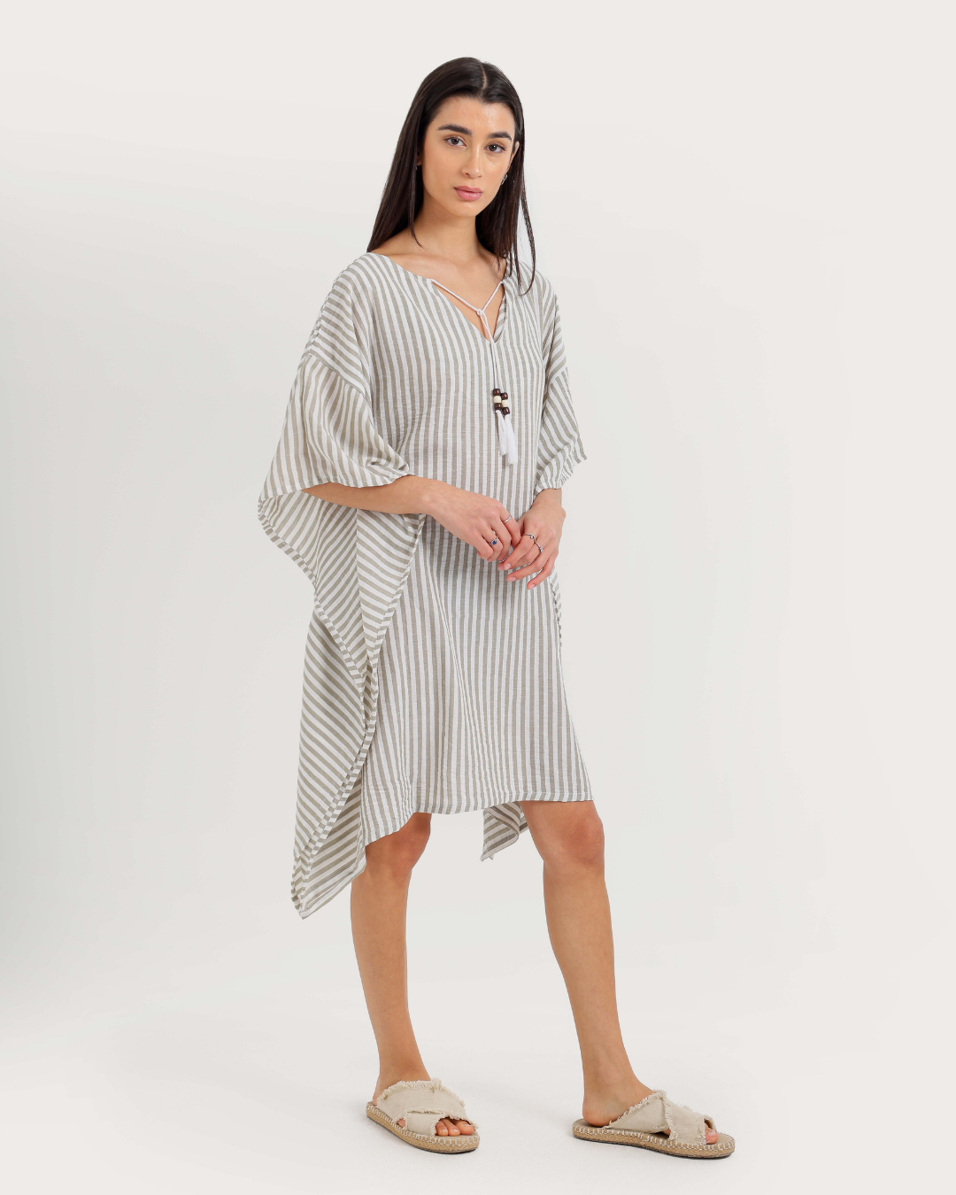 Women's Short Striped Dress with Short Sleeves