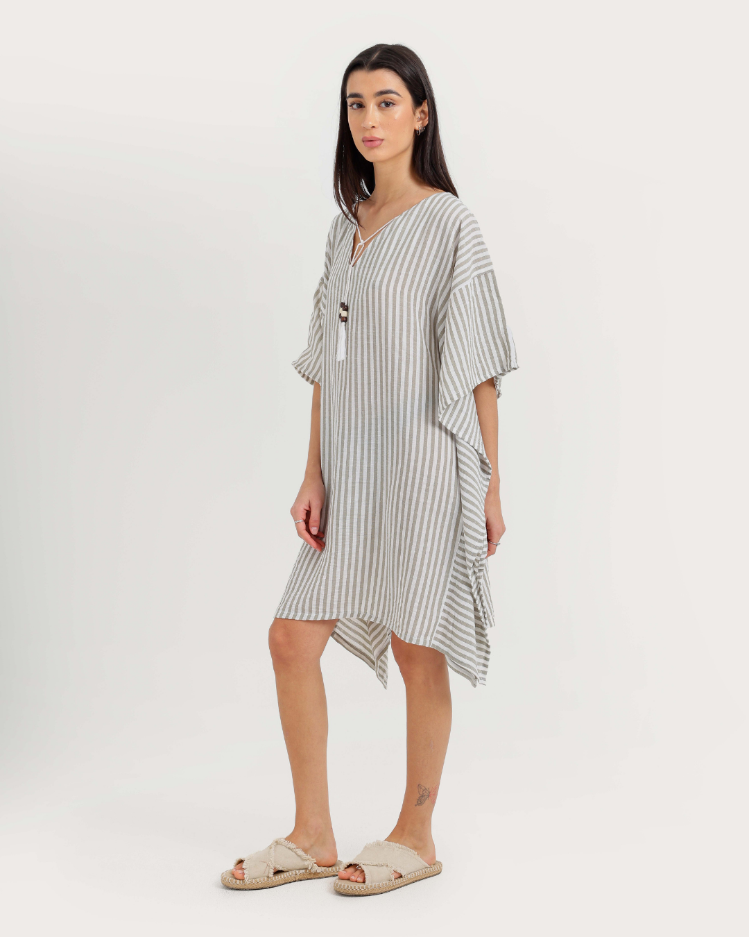 Women's Short Striped Dress with Short Sleeves