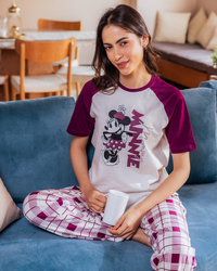 Family checkers  بيجاما حريمي نص كم و بنطلون قطن