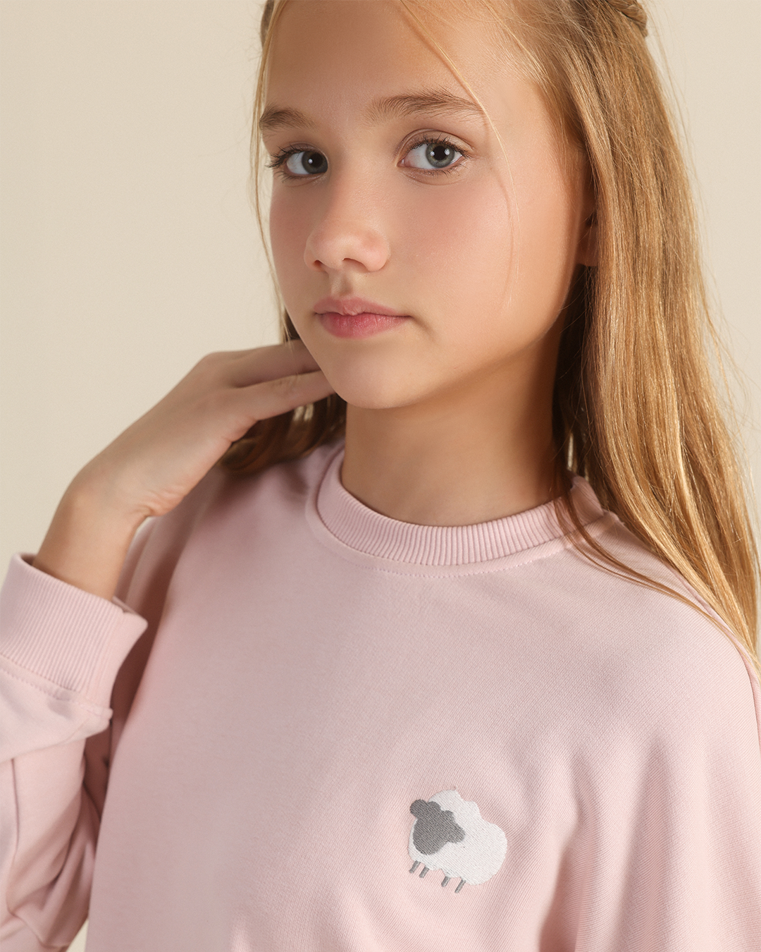 Sheep Hugs Girls Pajama in Dusty Pink