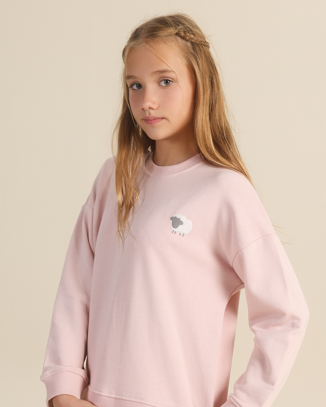Sheep Hugs Girls Pajama in Dusty Pink