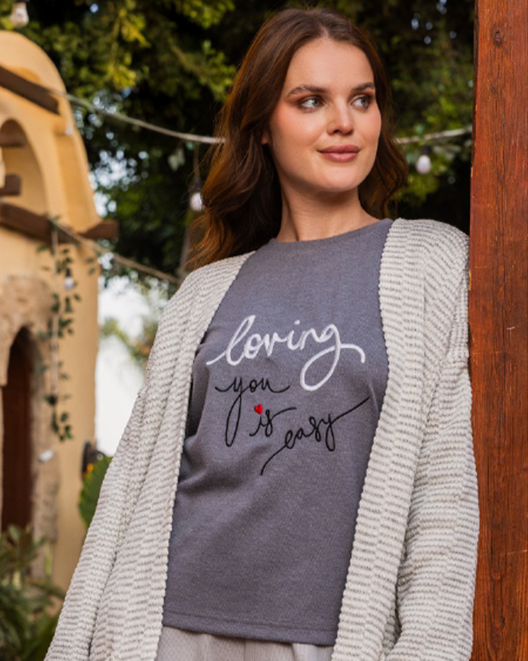 بيجاما حريمي مضلعه بنطلون