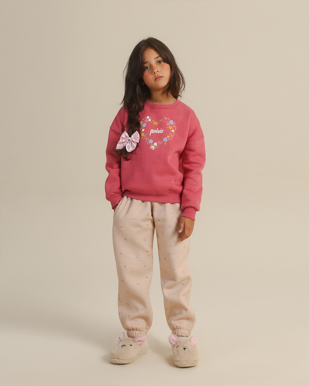 Girls' Flower Heart Pants Pajamas