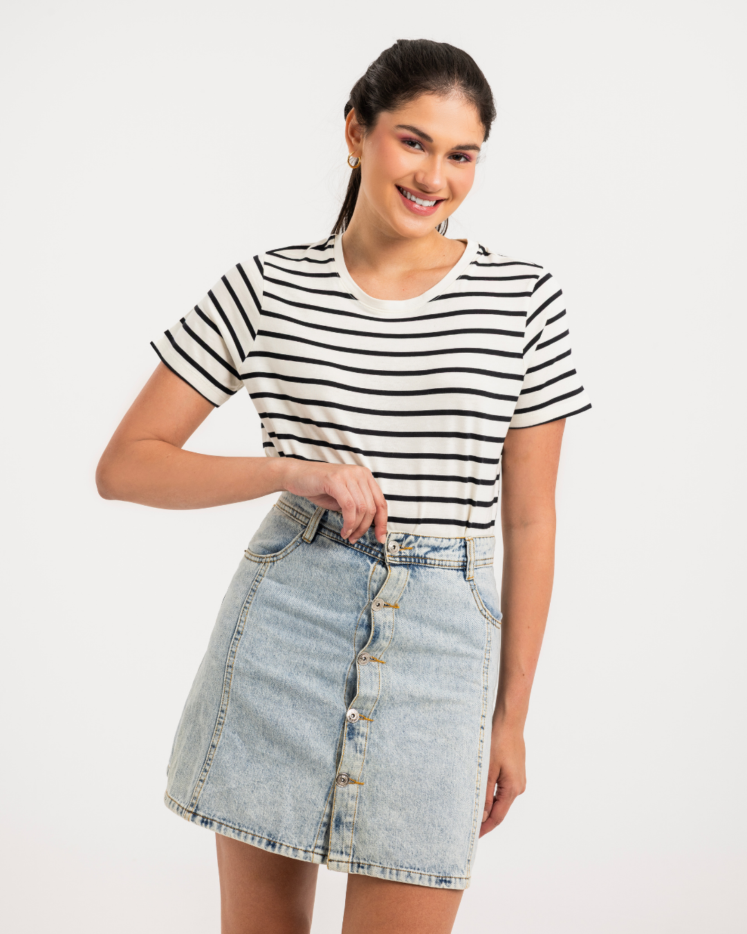 Lands End تي شيرت بيزك حريمي راوند