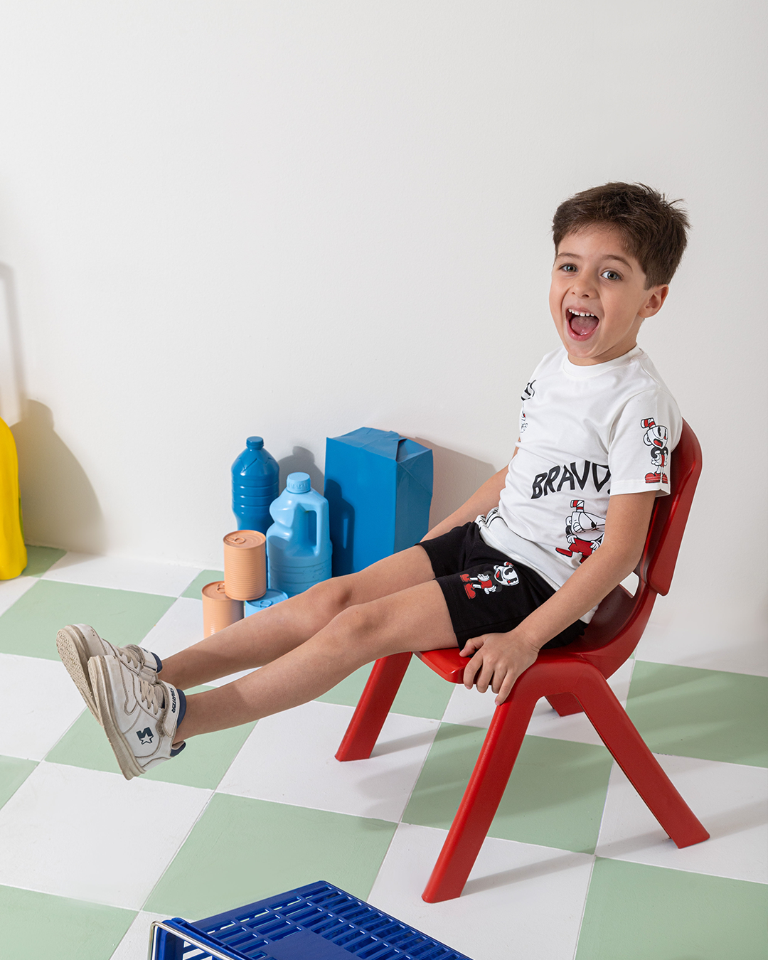 MARVY Cuphead Story بيجامة اولادي وسط اوف وايت