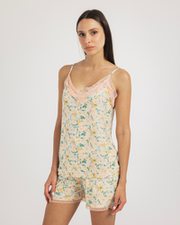 بيجاما شورت فيسكوز ليكرا توب حماله و دانتيل ورود متداخله