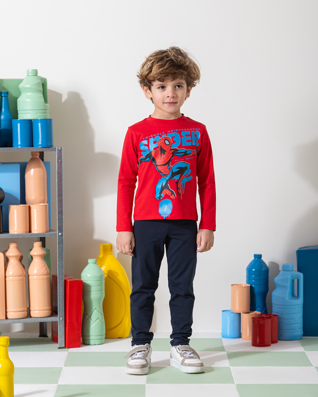 MARVY Spider man بيجامة اولادي وسط خريفي احمر