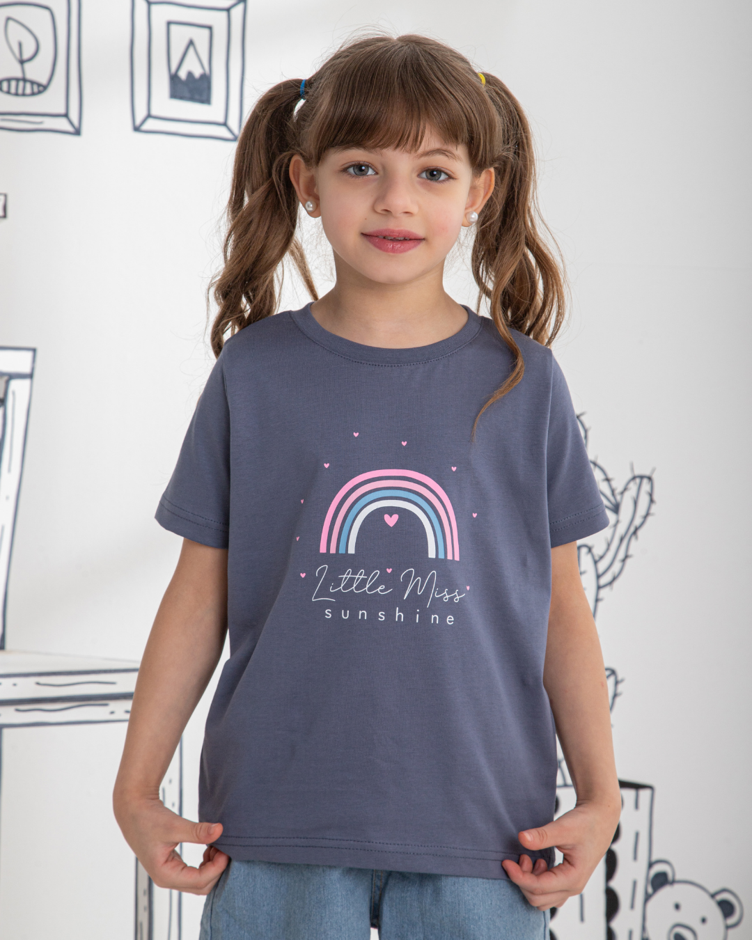 Rainbow تيشرت نص كم بناتي