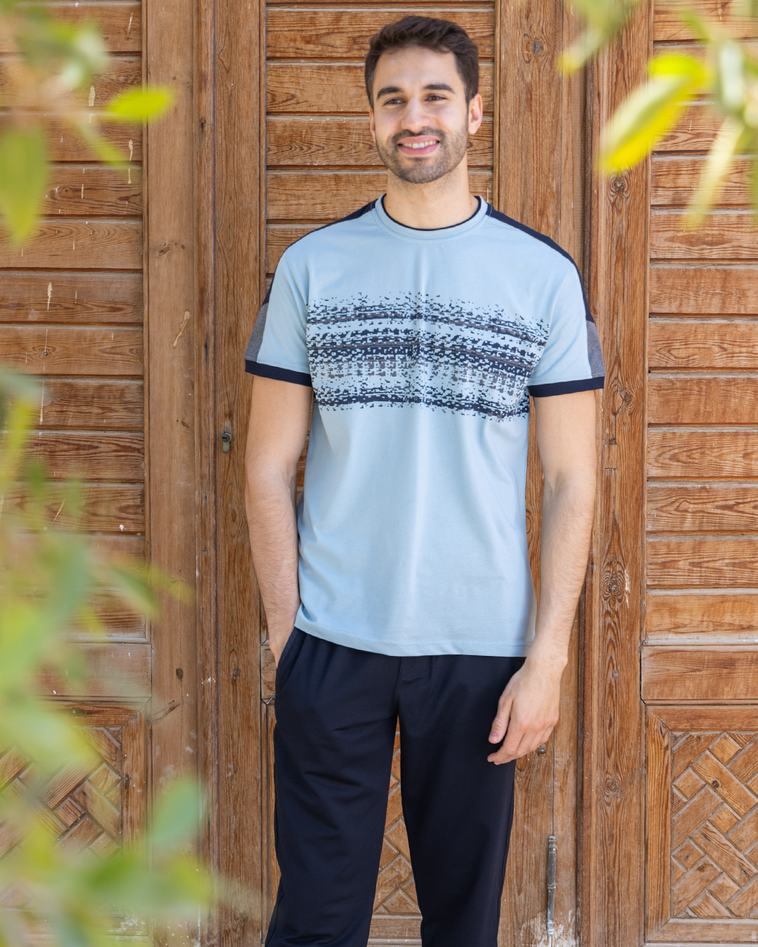 GALVANI بيجامه رجالي راوند مطرز