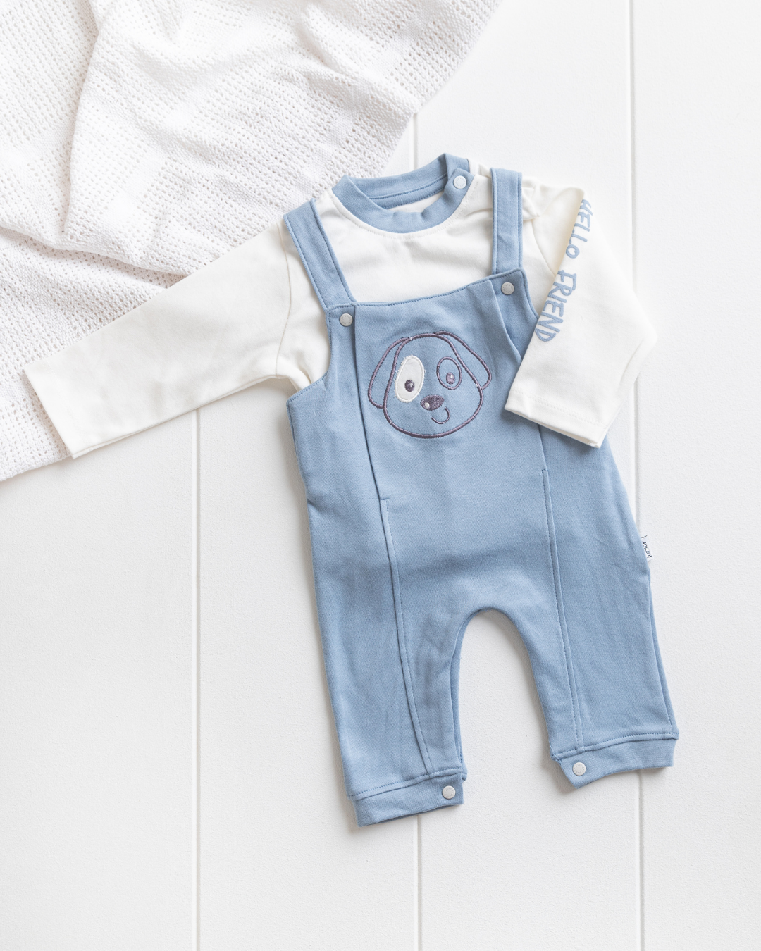 Hello friend بيجامه اولادي تيشيرت+سالوبيت حمالة مطبوعة