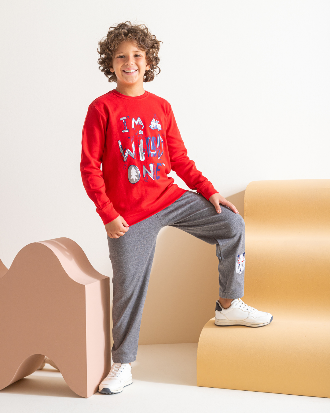 Wild boys' pajamas, interlock print set