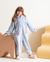 Colorful hearts Girls Printed Polar Onesie