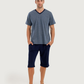 Men's Short Sleeve Pajamas with Capri Pants