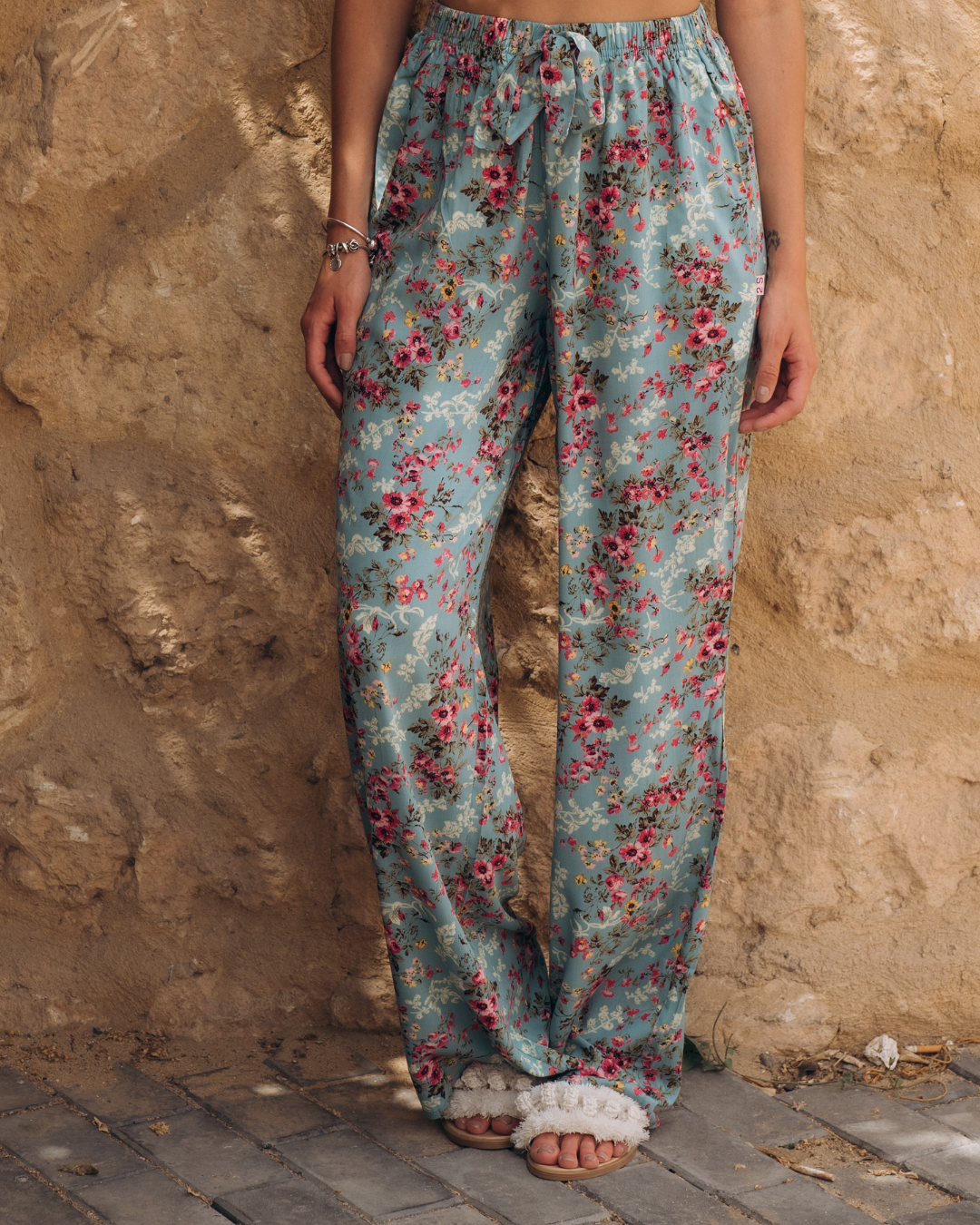 Colorful rose viscose pants