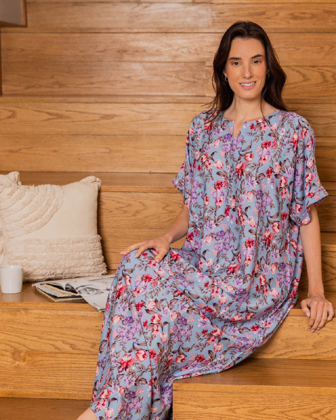 137 قميص فسكوز نص كم مشجر