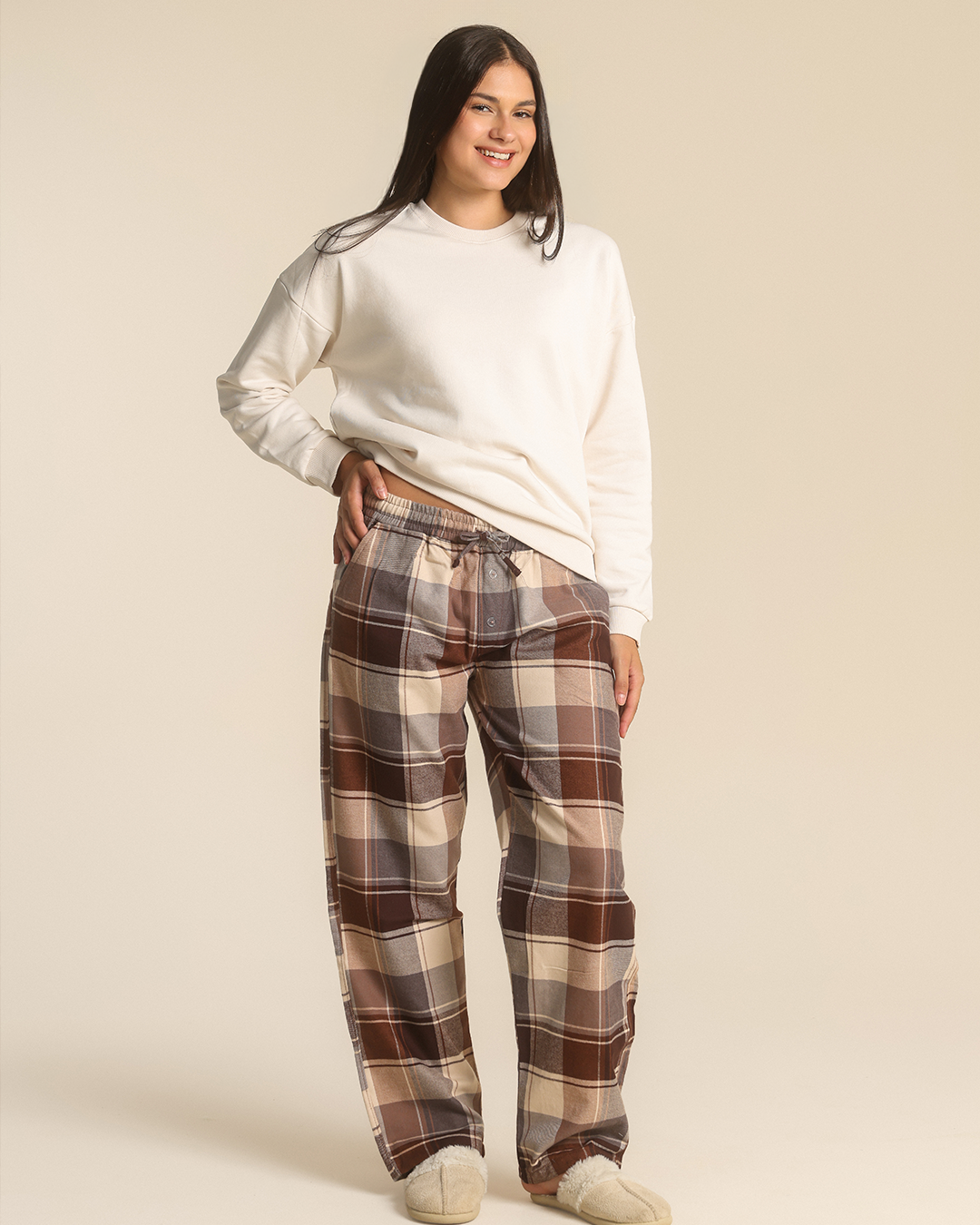 Women plained pants warm winter