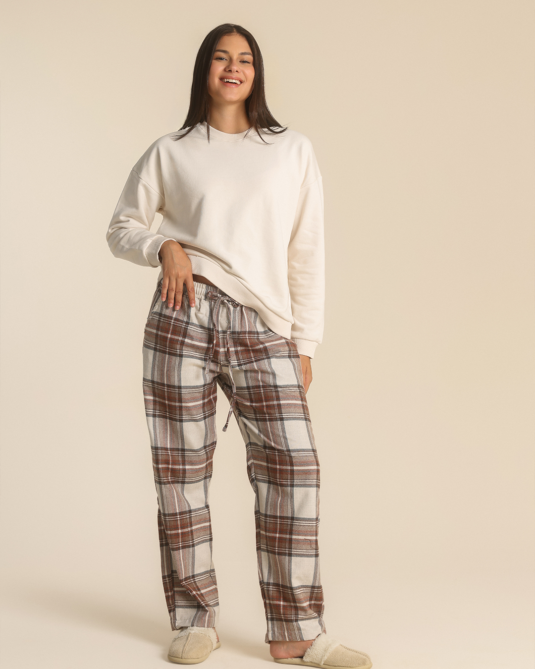 Women plained pants warm winter