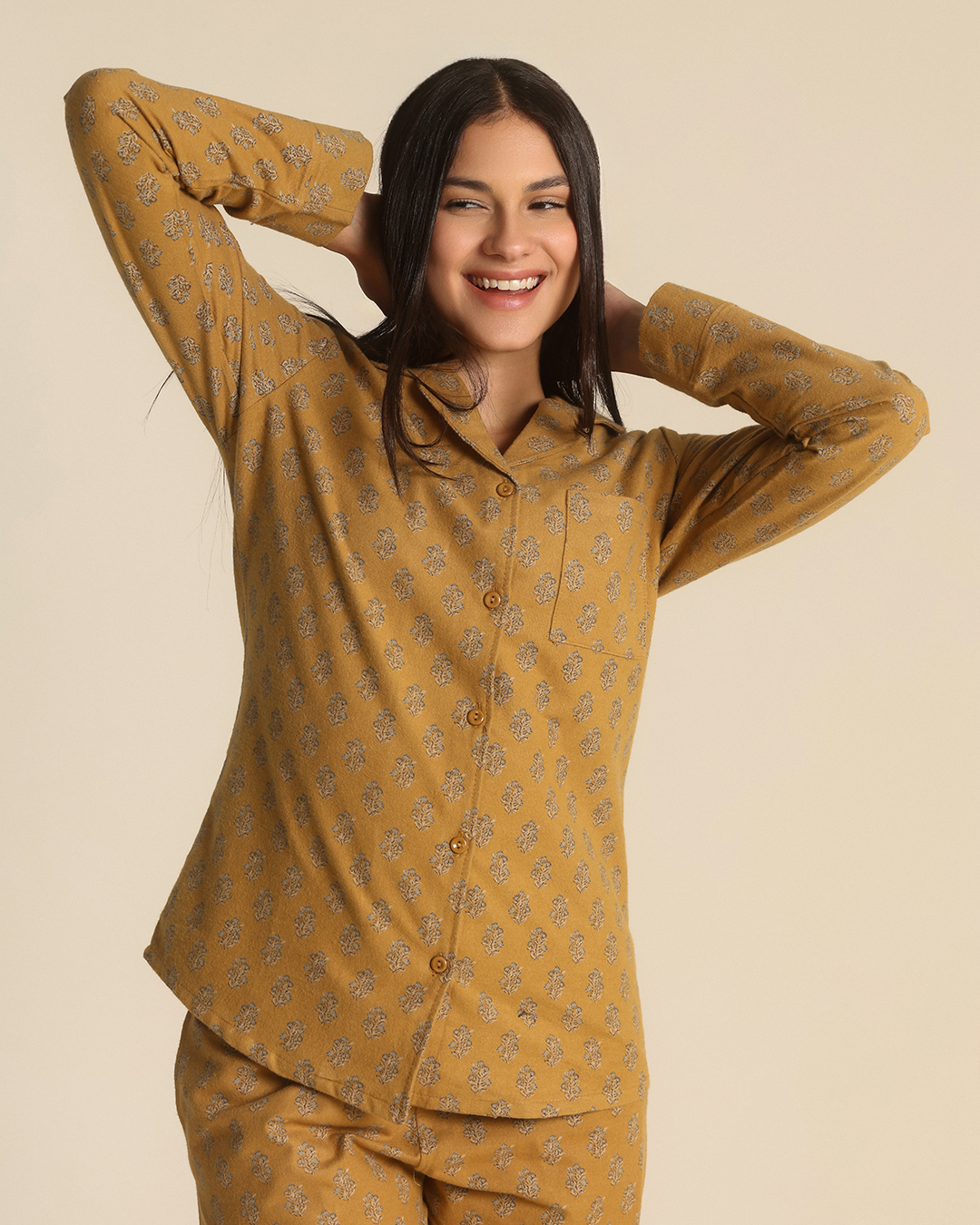 Vintage Flowers Women Classic Pajama in ochre