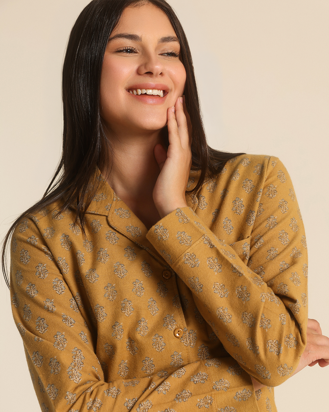 Vintage Flowers Women Classic Pajama in ochre