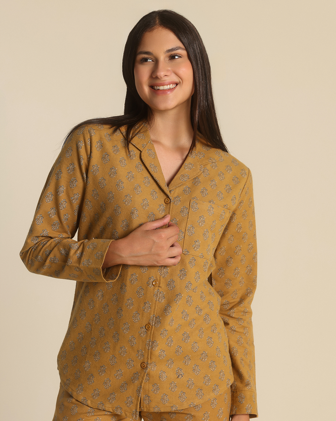 Vintage Flowers Women Classic Pajama in ochre