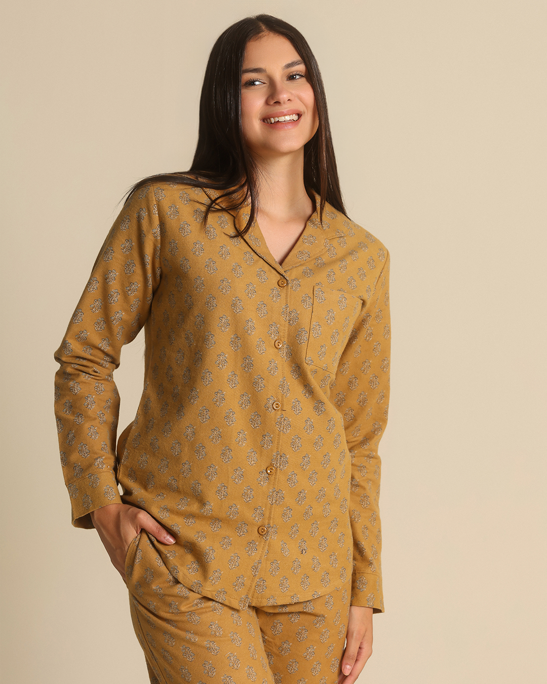 Vintage Flowers Women Classic Pajama in ochre