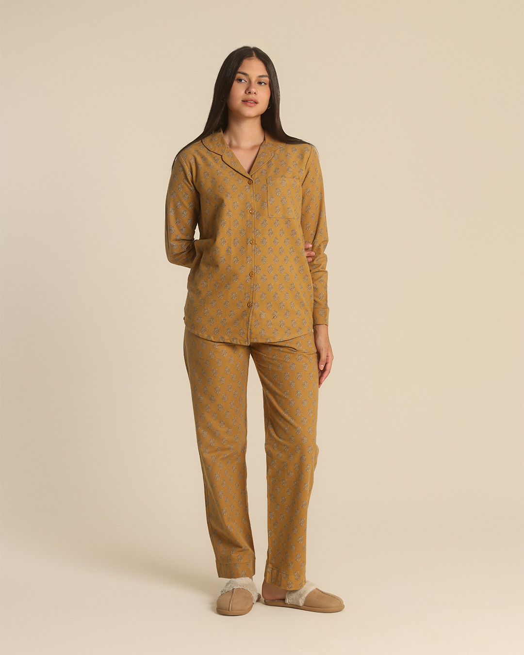 Vintage Flowers Women Classic Pajama in ochre