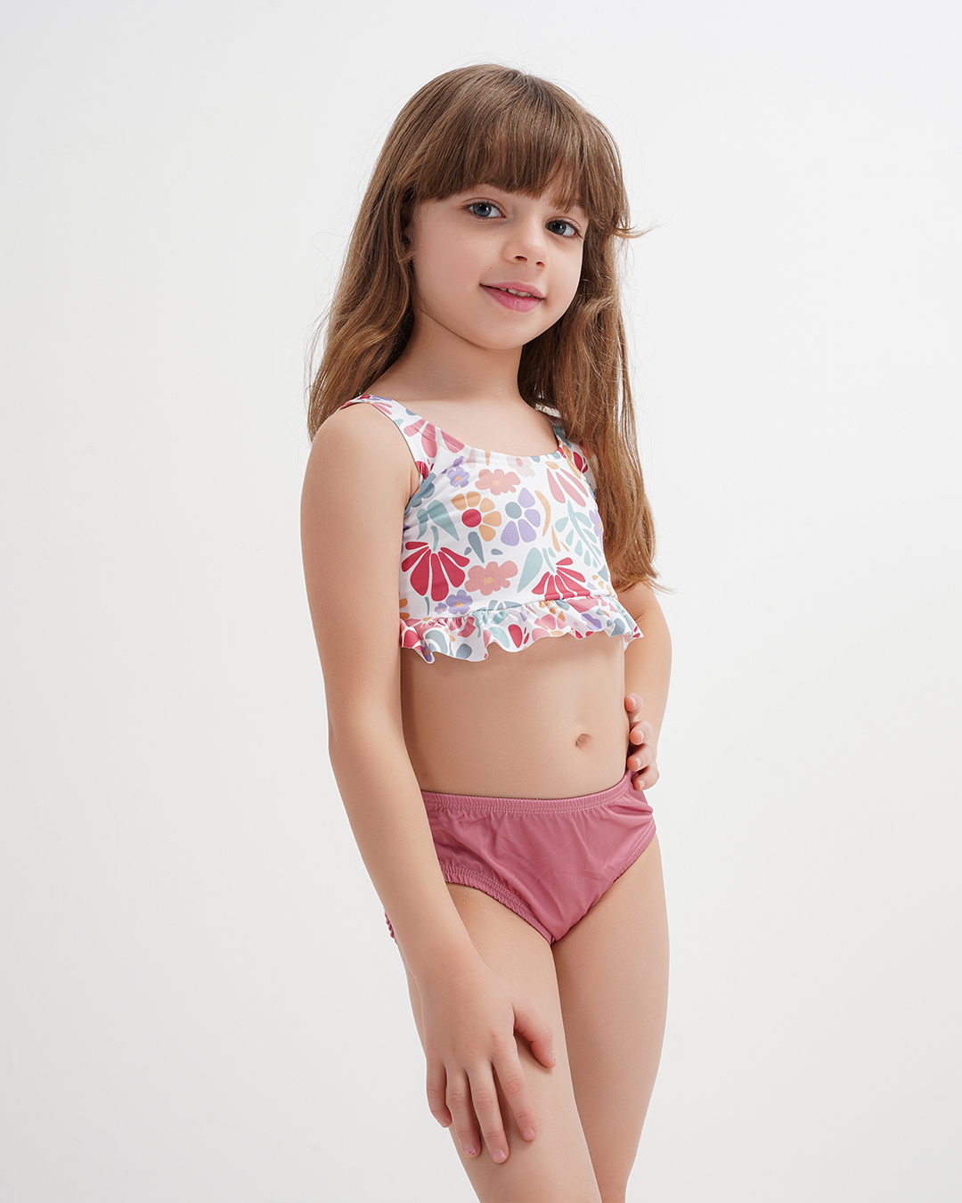 Girls two-piece swimsuit with floral print – 2segypt