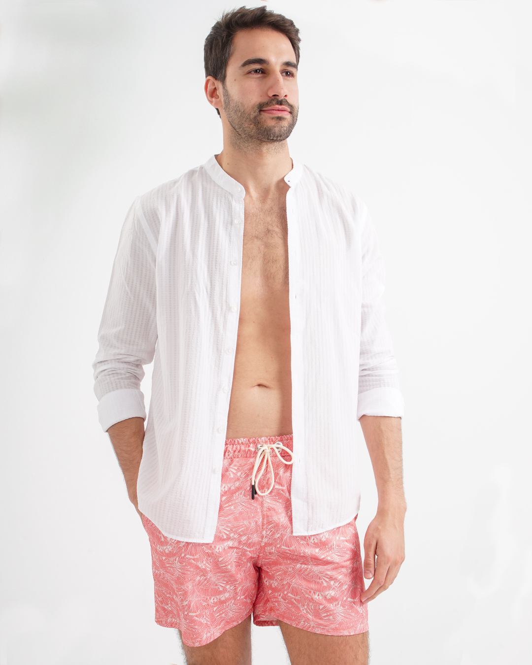 Men's swimsuit with leaf print