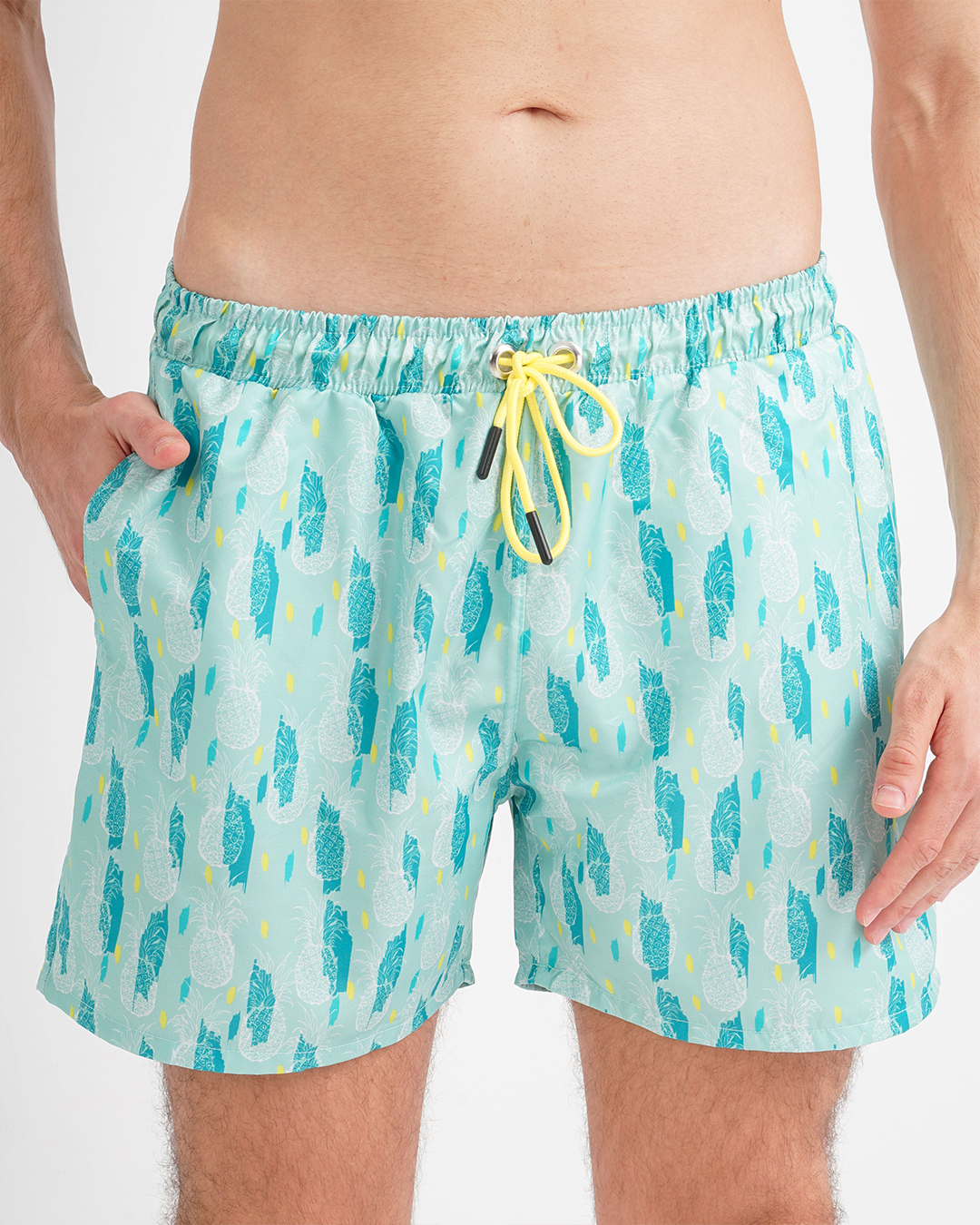 Men's swimsuit shorts with pineapple print