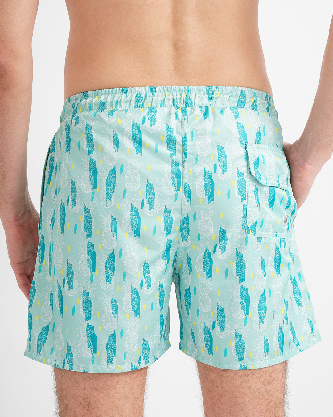 Men's swimsuit shorts with pineapple print