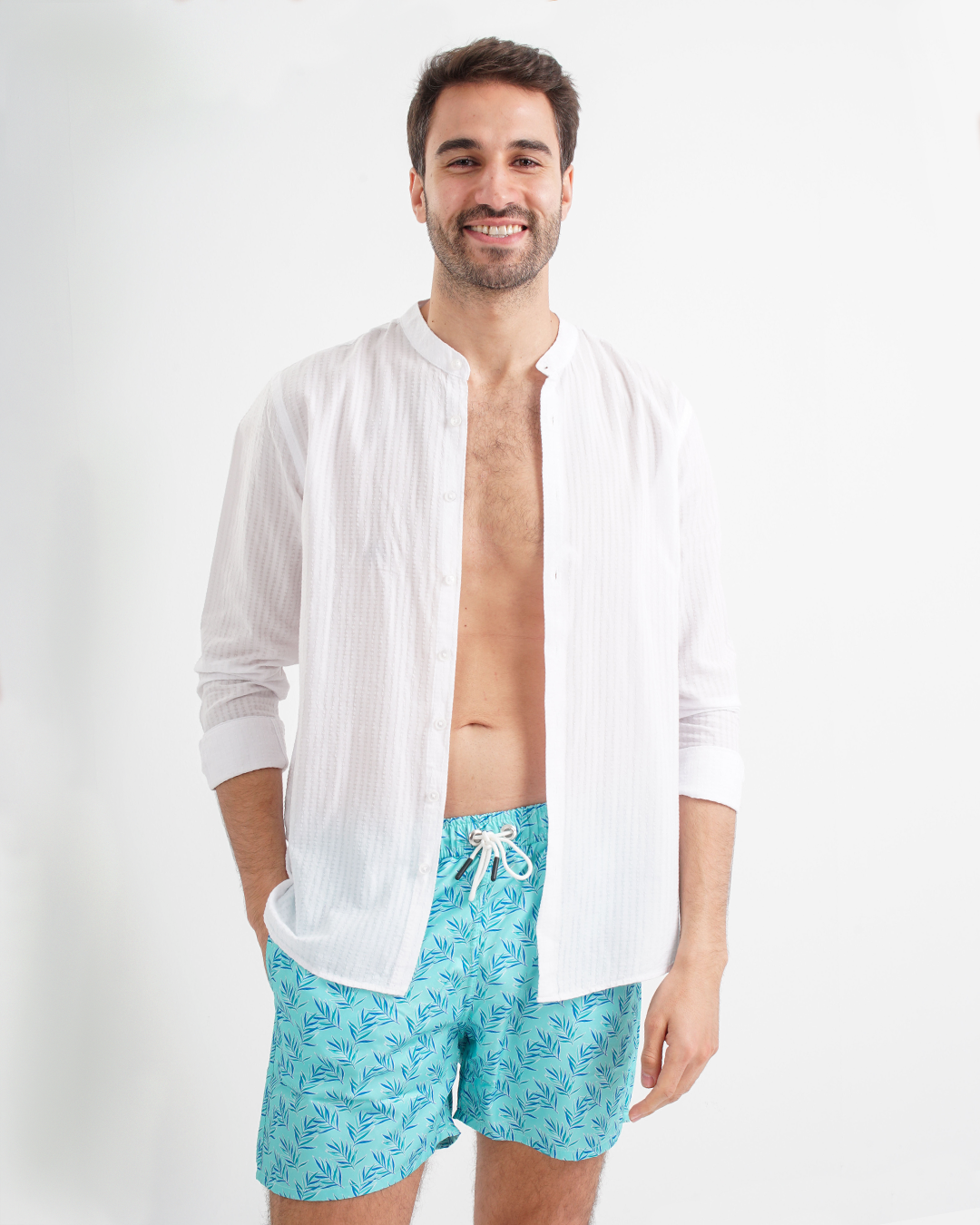 Men's swimsuit shorts leaf print