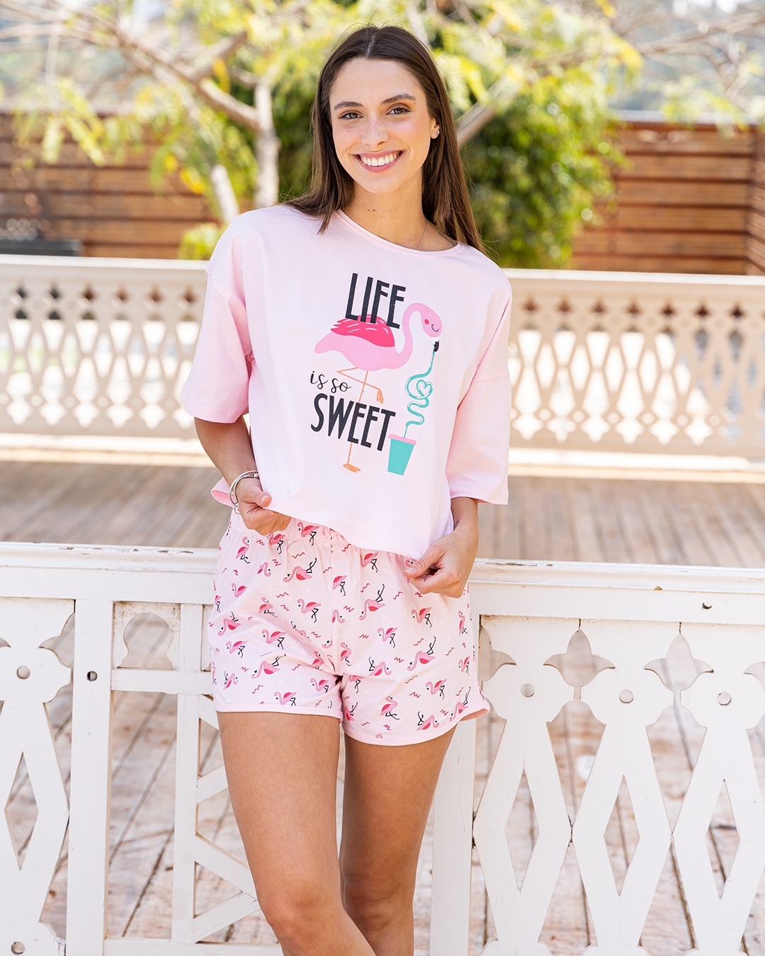 Women's pajamas over size flamingo