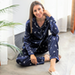 Classic women's pajamas with bird print sleeves