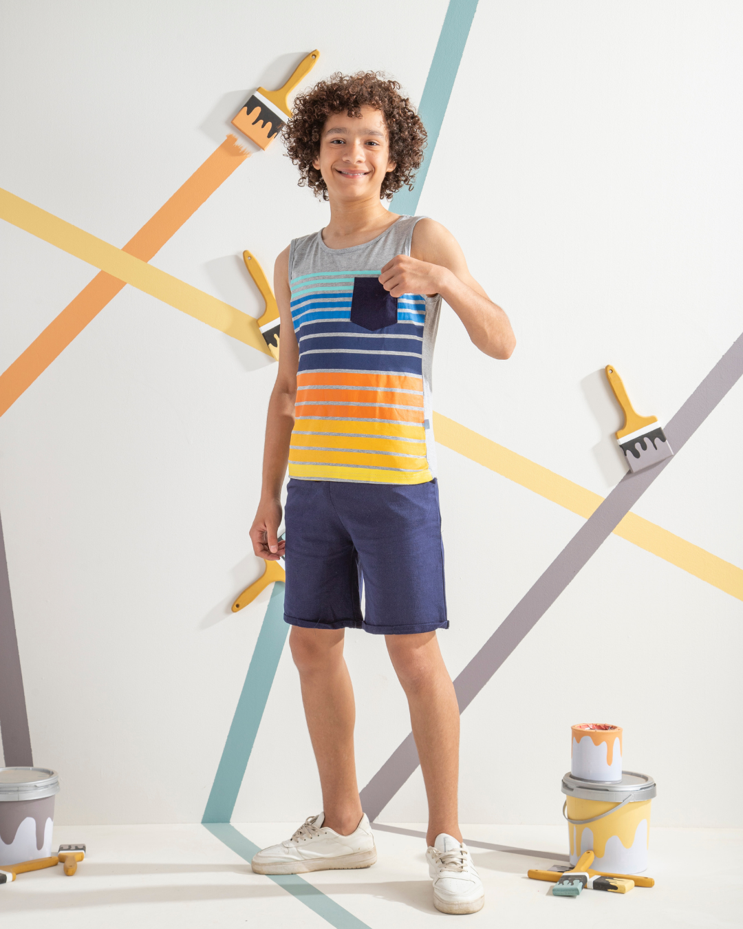 stripe بيجاما شورت اولادي جونيور