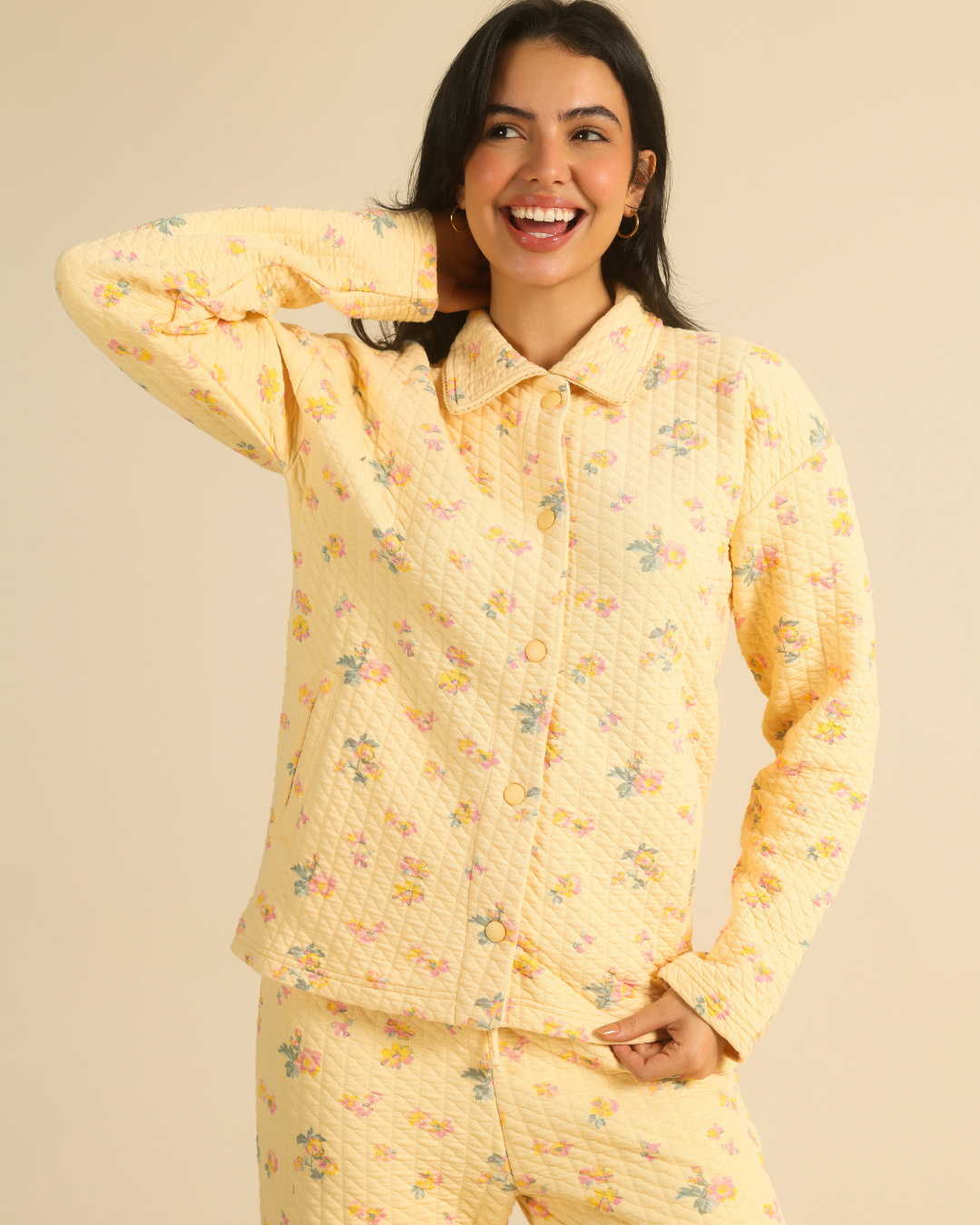 Women's quilted floral pajama set